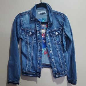 Blue Topuc Denim Jacket with Embroidered Back Size S